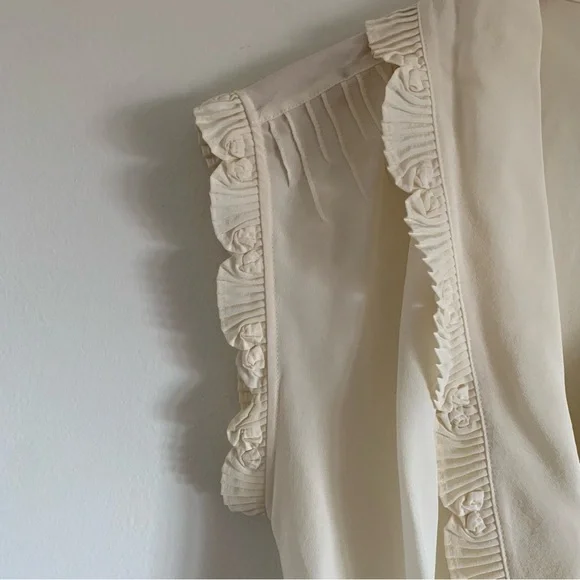 Etcetera Silk Ivory Cream V-Neck Wrap Blouse, 6 - Picture 4 of 14